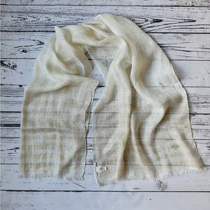 NWOT Banana Republic Metallic Gold, Silver and Cream Sheer Linen Scarf Shawl